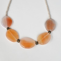 Chunky Agate Necklace, Statement Necklace, Peach Stone Necklace, Christmas Gifts, Gifts for her, Large Stone Necklace - Thumbnail 2