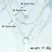  Moon Multi layer Necklace in Silver and Gold - Thumbnail 1