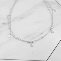 Two Layers Star and Moon Necklace in Silver and Gold - Thumbnail 3