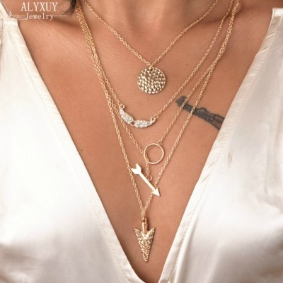 Arrow multi layer necklace in gold - Thumbnail 3