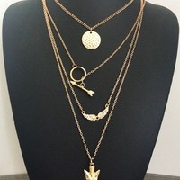 Arrow Multi Layer Necklace in Gold - Thumbnail 1