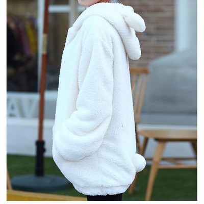 White cute bunny bear over sized sweatshirt kawaii hooded hoodies