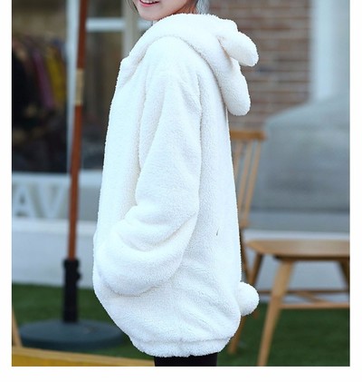 White Cute Bunny Bear Over Sized Sweatshirt Kawaii Hooded Hoodies