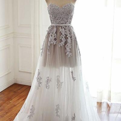 Z186 sweetheart a-line custom made appliques sleeveless charming prom dress,prom dresses - Thumbnail 2