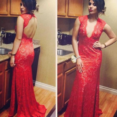 Z188 mermaid lace custom made backless charming prom dress,prom dresses