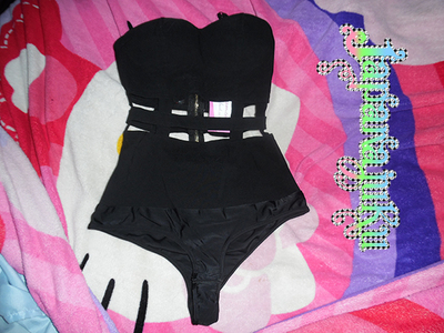 Great Glam Strappy Black Halter Bodysuit