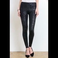 Leggings With Faux Leather Print - Thumbnail 1