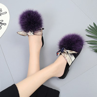 Fashion black bow tie flat shoes - Thumbnail 3