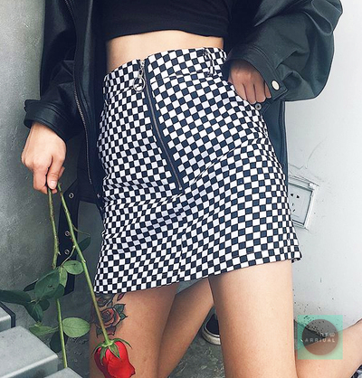 Free Shipping-90'S CHECKER SKIRT