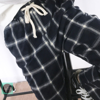 Free Shipping-VINTAGE CHECK RELAXED TROUSERS - Thumbnail 1