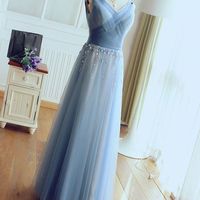 Long prom dress, v neck prom dress, formal prom dress, elegan prom dress, cheap prom dress, evening party dress, PD15282 - Thumbnail 2