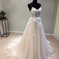 Long prom dress, spaghetti strap prom dress with lace up back, beautiful prom dress, inexpensive prom dress, evening dress, PD15125 - Thumbnail 1