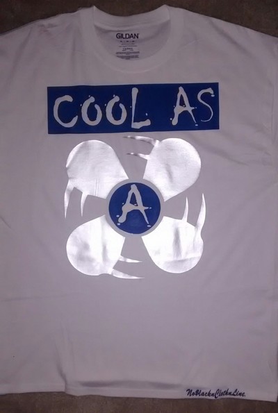 Cool As A Fan. (White,RoyalBlue&Silver) T-shirt.