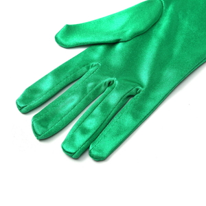Green Long Satin Elegant Vintage Opera Party Gloves-Fierce Emerald  - Thumbnail 2