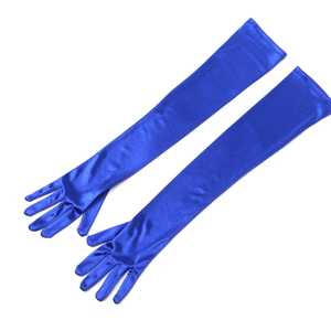 Blue Long Satin Elegant Vintage Opera Party Gloves-Seductive Sapphire