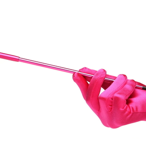 Pastel Pink Long Satin Elegant Vintage Party Gloves-Pink Diamond - Thumbnail 4