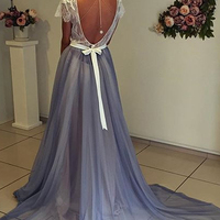 long prom dress, elegant prom dress,discount prom dress,popular prom dress, tulle wedding dress, open back evening dress, PD17602 - Thumbnail 1