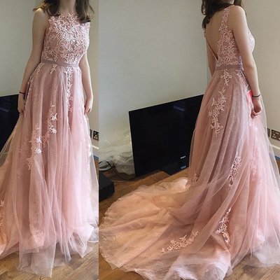 Long prom dress, elegant prom dress, evening dress, formal prom dress, lace appliques prom dress, v back party dress, bd17605