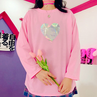 Harajuku Holographic Heart Long Sleeve T-shirt - Thumbnail 1