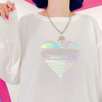 Harajuku Holographic Heart Long Sleeve T-shirt - Thumbnail 2