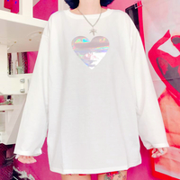 Harajuku Holographic Heart Long Sleeve T-shirt - Thumbnail 3