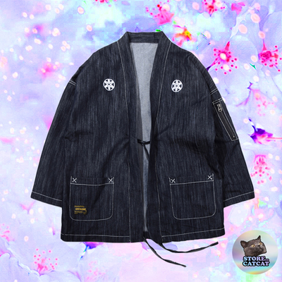 Vintage sakura logo denim kimono jacket - Thumbnail 5