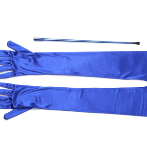 Blue Extendable Cigarette Holder and Long Satin Glove Costume Accessory Set - Thumbnail 2