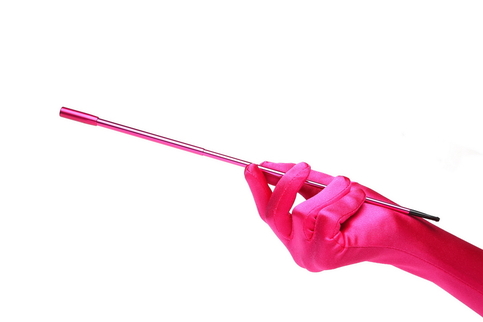Pink Extendable Cigarette Holder and Long Satin Glove Costume Accessory Set