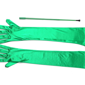Green Extendable Cigarette Holder and Long Satin Glove Costume Accessory Set - Thumbnail 2