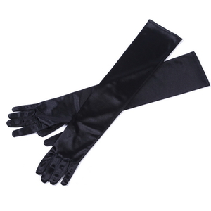 Black Extendable Cigarette Holder and Long Satin Glove Costume Accessory Set - Thumbnail 1
