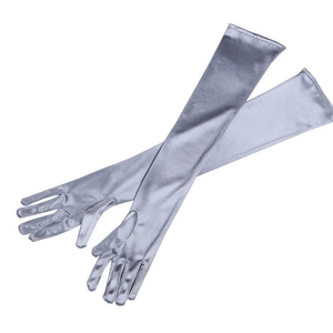 Silver Extendable Cigarette Holder and Long Satin Glove Costume Accessory Set