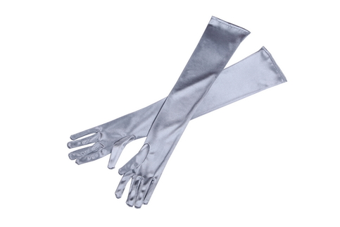 Silver Extendable Cigarette Holder and Long Satin Glove Costume Accessory Set