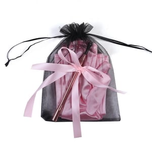 Baby Pink Extendable Cigarette Holder and Long Satin Glove Costume Accessory Set - Thumbnail 4