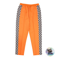HIGH QUALITY SIDE CHECKER JOGGER PANTS IN ORANGE - Thumbnail 4