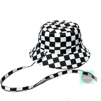 Free Shipping-HARAJUKU CHECKER BUCKET HAT - Thumbnail 2
