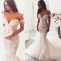 Long wedding dress, elegant wedding dress, mermaid wedding dress, off  shoulder lace wedding dress, WD1701  - Thumbnail 1