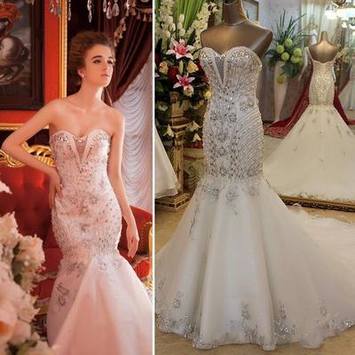 Sweetheart Mermaid Shining Beading Gorgeous Formal Elegant Wedding Dress, WD17602
