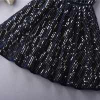 Black sequins short prom dress, black party dress - Thumbnail 3