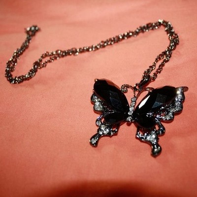 Black butterfly necklace