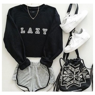 Lazy graphic black hoody sweatshirts - Thumbnail 4