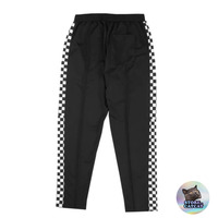 HIGH QUALITY SIDE CHECKER JOGGER PANTS IN BLACK - Thumbnail 1