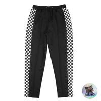 HIGH QUALITY SIDE CHECKER JOGGER PANTS IN BLACK - Thumbnail 2