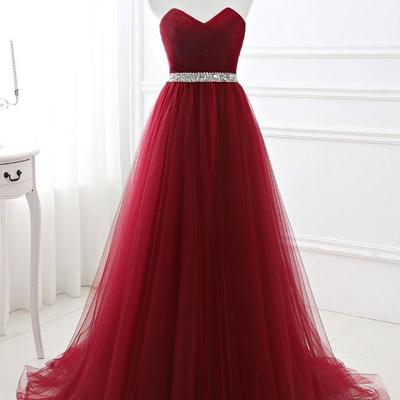 Z192 burgundy tulle sexy custom made charming prom dress,prom dresses - Thumbnail 2