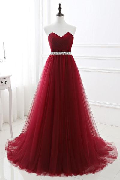 Z192 Burgundy Tulle Sexy Custom Made Charming Prom Dress,Prom Dresses