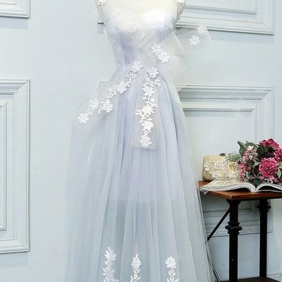 Z193 appliques tulle sexy custom made charming prom dress,prom dresses - Thumbnail 4