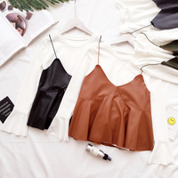 Leather tank top and bell sleeve set - Thumbnail 1