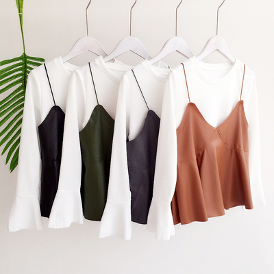 Leather tank top and bell sleeve set