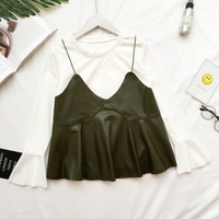 Leather tank top and bell sleeve set - Thumbnail 2