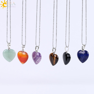 Gem stone heart necklaces