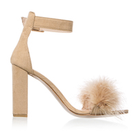 Ankle Strap Suede High Heels Sandals - Thumbnail 4